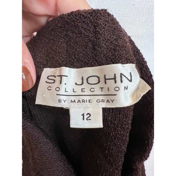 St John Collection 2 Piece Chocolate Brown Suit Size 12 - Picture 10 of 10